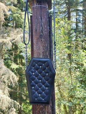 Claire's Black Quilted Coffin Crossbody Bag with Skull Studs